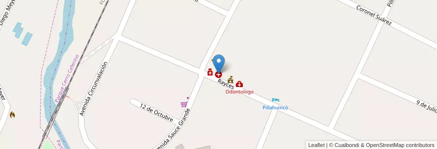 Mapa de ubicacion de Sala 1ros Auxilios en アルゼンチン, ブエノスアイレス州, Partido De Tornquist, Villa La Arcadia.