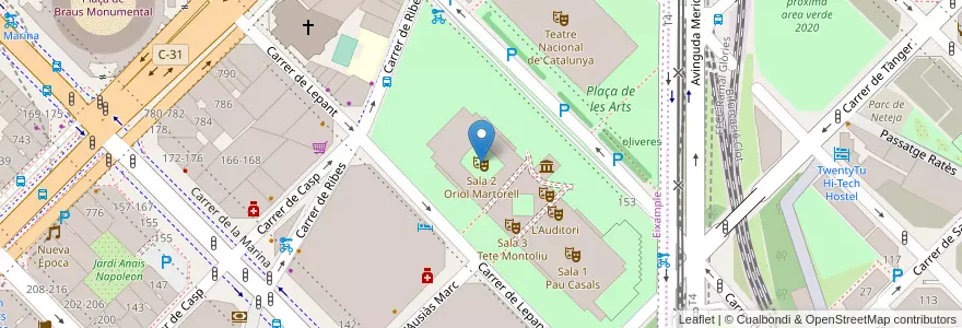 Mapa de ubicacion de Sala 2 Oriol Martorell en إسبانيا, كتالونيا, برشلونة, بارسلونس, Barcelona.