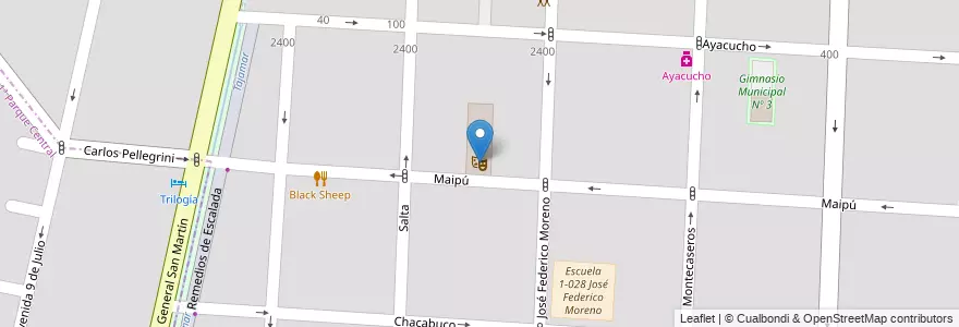 Mapa de ubicacion de Sala Ana Frank en アルゼンチン, チリ, メンドーサ州, Departamento Capital, Ciudad De Mendoza.