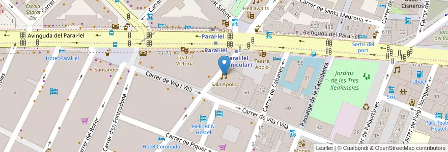 Mapa de ubicacion de Sala Apolo en 西班牙, Catalunya, Barcelona, Barcelonès, Barcelona.