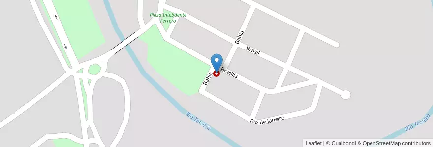 Mapa de ubicacion de Sala Asistencial Bº Int. Ferrero en 아르헨티나, Córdoba, Departamento Tercero Arriba, Municipio De Río Tercero, Pedanía Salto, Río Tercero.