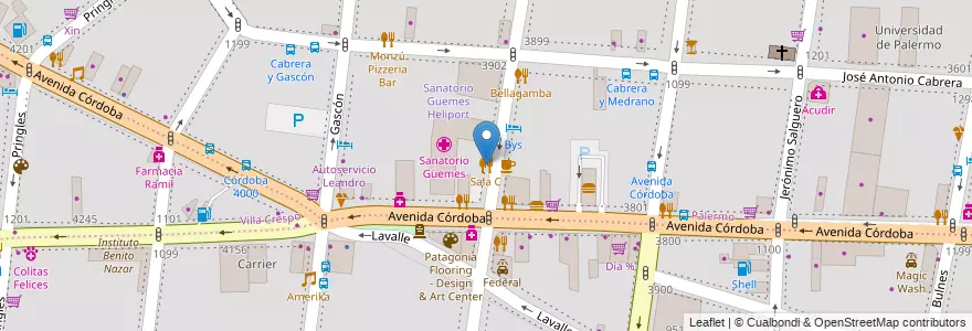 Mapa de ubicacion de Sala C, Palermo en Аргентина, Буэнос-Айрес, Буэнос-Айрес.