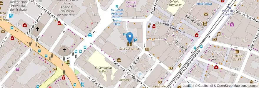 Mapa de ubicacion de Sala Cervantes en スペイン, アラゴン州, サラゴサ, Zaragoza, サラゴサ.