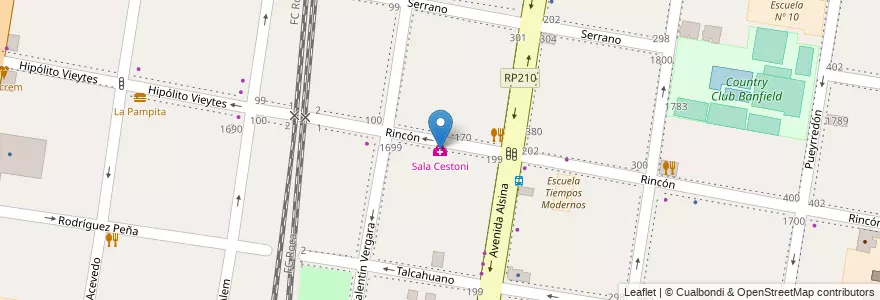 Mapa de ubicacion de Sala Cestoni en Arjantin, Buenos Aires, Partido De Lomas De Zamora, Banfield.