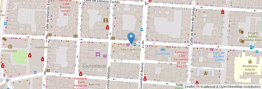 Mapa de ubicacion de Sala Copérnico en Испания, Мадрид, Мадрид, Área Metropolitana De Madrid Y Corredor Del Henares, Мадрид.