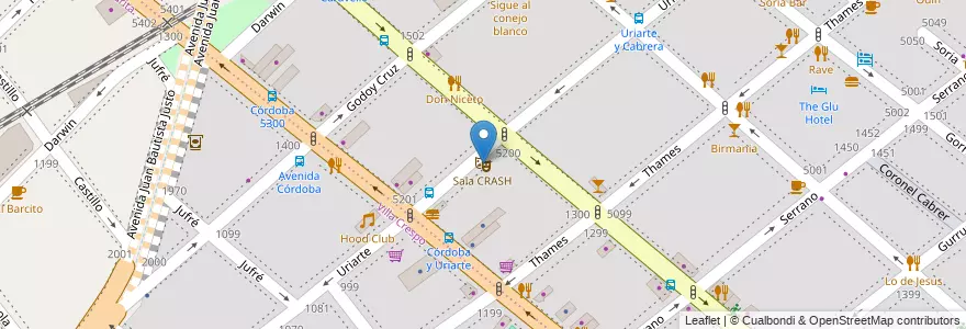Mapa de ubicacion de Sala CRASH, Palermo en アルゼンチン, Ciudad Autónoma De Buenos Aires, ブエノスアイレス.