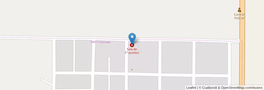 Mapa de ubicacion de Sala de 1° auxilios en الأرجنتين, سانتا في, Municipio De Gato Colorado, Gato Colorado.