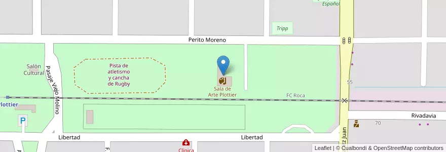 Mapa de ubicacion de Sala de Arte Plottier en 阿根廷, 智利, 內烏肯省, Departamento Confluencia, Municipio De Plottier, Plottier.