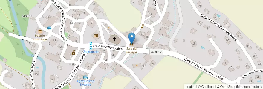 Mapa de ubicacion de Sala de Festejos en İspanya, Bask Bölgesi, Araba/Álava, Arabako Lautada/Llanada Alavesa, Zalduondo.