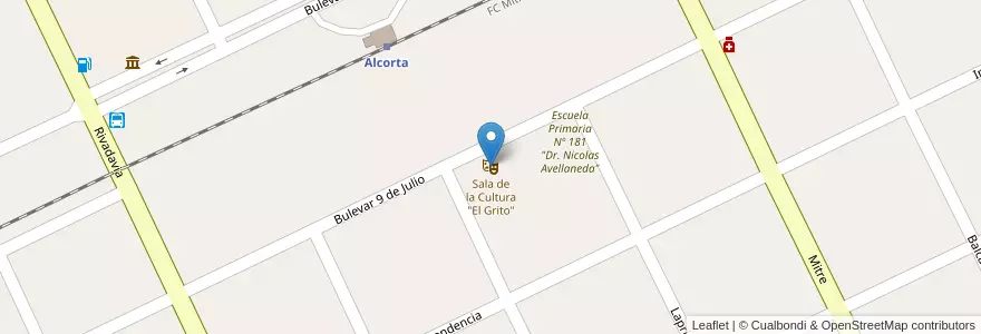 Mapa de ubicacion de Sala de la Cultura "El Grito" en 아르헨티나, Santa Fe, Departamento Constitución, Municipio De Alcorta.