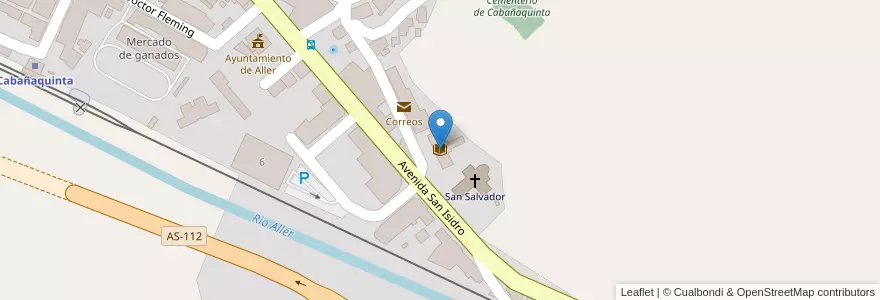 Mapa de ubicacion de Sala de Lectura de Cabañaquinta en İspanya, Asturias, Asturias, Aller.