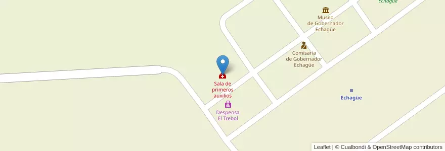 Mapa de ubicacion de Sala de primeros auxilios en Аргентина, Междуречье, Departamento Tala, Distrito Pueblo Segundo.