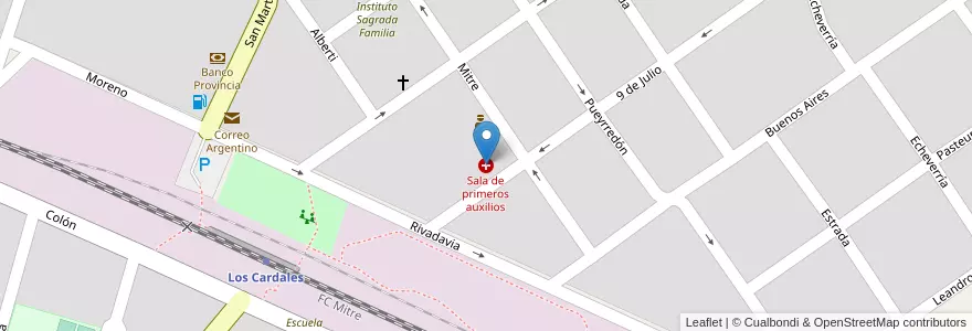 Mapa de ubicacion de Sala de primeros auxilios en الأرجنتين, بوينس آيرس, Partido De Exaltación De La Cruz, Los Cardales.