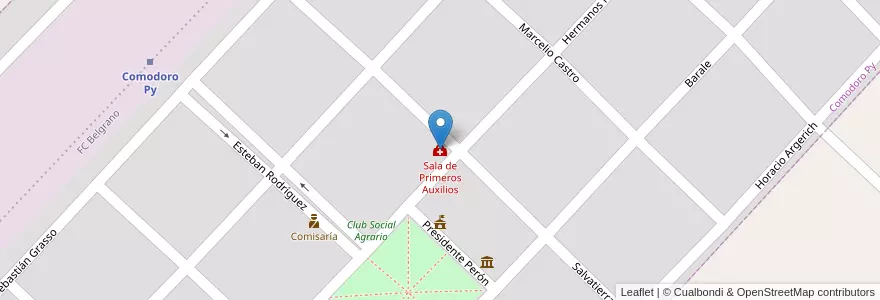 Mapa de ubicacion de Sala de Primeros Auxilios en Argentina, Buenos Aires, Partido De Bragado, Cuartel Comodoro Py, Comodoro Py.