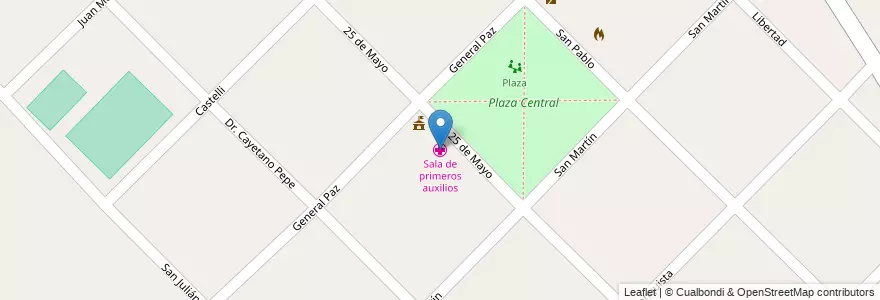 Mapa de ubicacion de Sala de primeros auxilios en Arjantin, Buenos Aires, Partido De Magdalena.