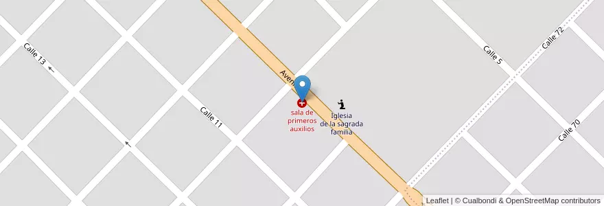 Mapa de ubicacion de sala de primeros auxilios en Arjantin, Buenos Aires, Partido De General Alvarado, Miramar.