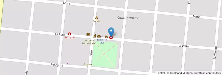 Mapa de ubicacion de Sala de Primeros Auxilios en 아르헨티나, 부에노스아이레스주, Partido De Tornquist, Saldungaray.