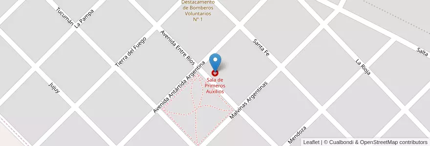 Mapa de ubicacion de Sala de Primeros Auxilios en 阿根廷, 布宜诺斯艾利斯省, Partido De Carlos Tejedor, Curarú.