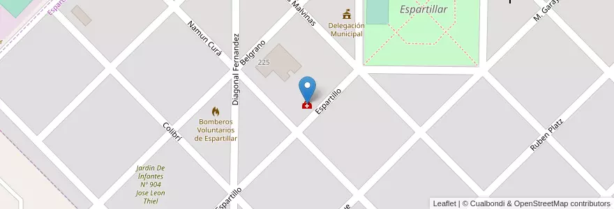 Mapa de ubicacion de Sala de Primeros Auxilios en Arjantin, Buenos Aires, Partido De Saavedra, Espartillar.
