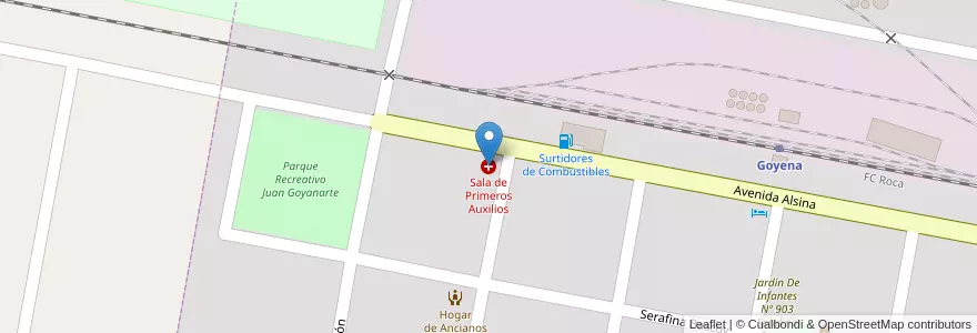Mapa de ubicacion de Sala de Primeros Auxilios en Arjantin, Buenos Aires, Partido De Saavedra, Goyena.
