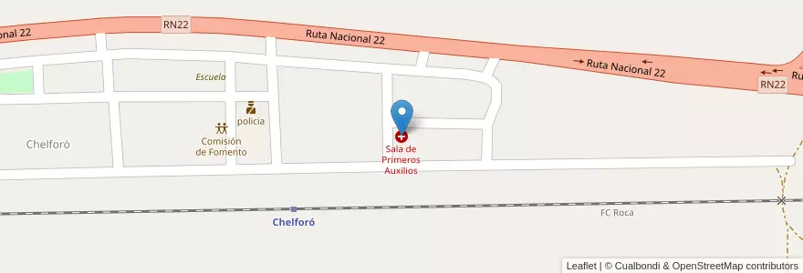 Mapa de ubicacion de Sala de Primeros Auxilios en Argentina, Río Negro, Departamento Avellaneda.