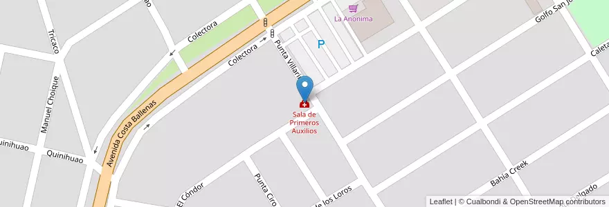 Mapa de ubicacion de Sala de Primeros Auxilios en الأرجنتين, ريو نيغرو, Departamento San Antonio, Las Grutas, Las Grutas.