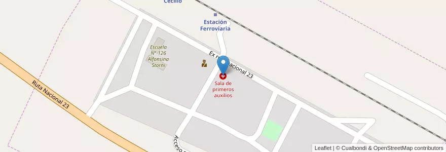 Mapa de ubicacion de Sala de primeros auxilios en アルゼンチン, リオネグロ州, Departamento Valcheta, Aguada Cecilio.