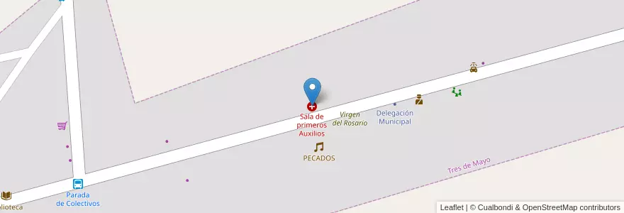 Mapa de ubicacion de Sala de primeros Auxilios en Argentinië, Chili, Mendoza, Distrito Tres De Mayo, Departamento Lavalle, Tres De Mayo.