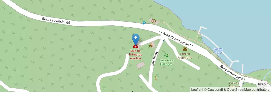 Mapa de ubicacion de Sala de Primeros Auxilios en Arjantin, Şili, Neuquén, Departamento Los Lagos, Comisión De Fomento De Villa Traful, Villa Traful.