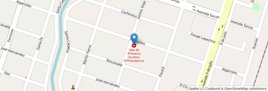 Mapa de ubicacion de Sala de Primeros Auxilios B°Providencia en Argentina, Jujuy, Departamento San Pedro, Municipio De San Pedro De Jujuy.