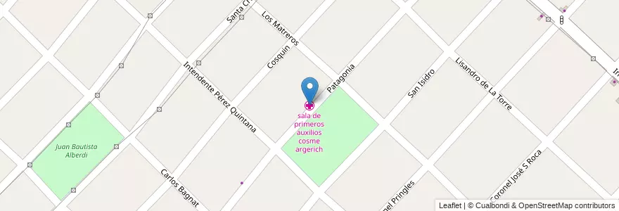 Mapa de ubicacion de sala de primeros auxilios cosme argerich en الأرجنتين, بوينس آيرس, Partido De Ituzaingó, Ituzaingó.