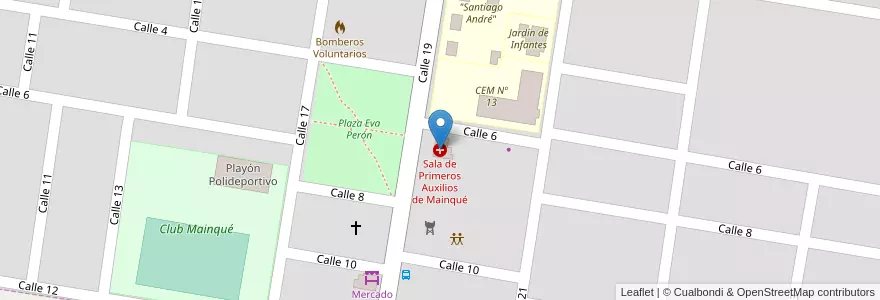 Mapa de ubicacion de Sala de Primeros Auxilios de Mainqué en Argentina, Río Negro, Departamento General Roca, Municipio De Mainqué, Mainque.