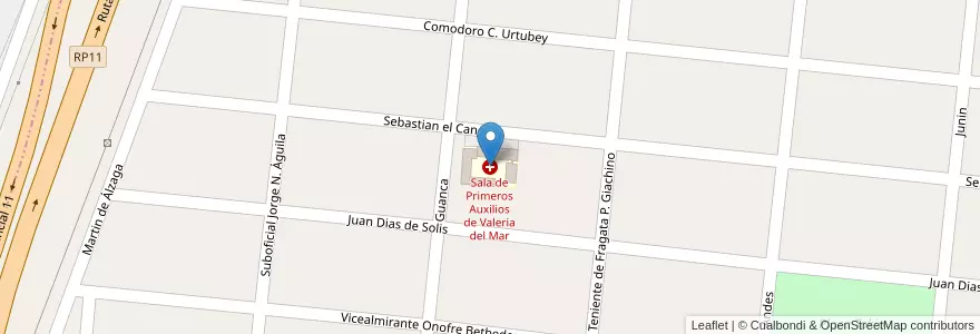 Mapa de ubicacion de Sala de Primeros Auxilios de Valeria del Mar en アルゼンチン, ブエノスアイレス州, Partido De Pinamar.