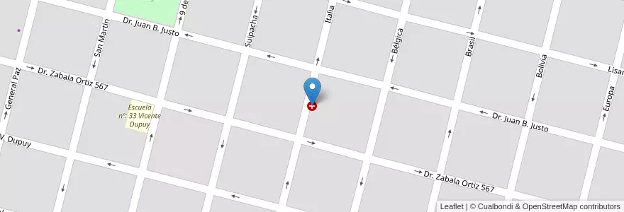 Mapa de ubicacion de Sala de primeros auxilios Dr Hugo Espinoza en アルゼンチン, サンルイス州, General Pedernera, Villa Mercedes, Municipio De Villa Mercedes.