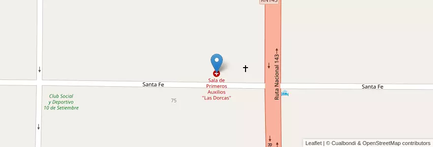 Mapa de ubicacion de Sala de Primeros Auxilios "Las Dorcas" en Arjantin, Mendoza, General Alvear, Distrito Ciudad De General Alvear.