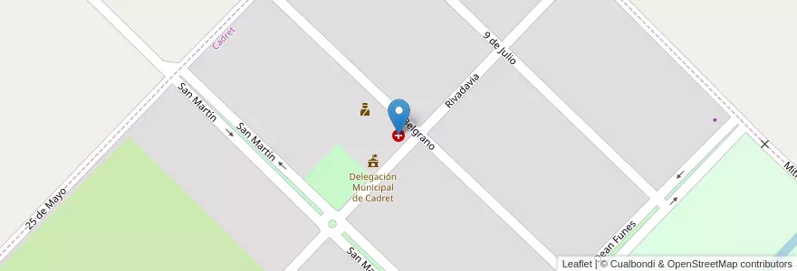 Mapa de ubicacion de Sala de Primeros Auxilios “Maximiliano Bentancor” en Arjantin, Buenos Aires, Partido De Carlos Casares, Cadret.