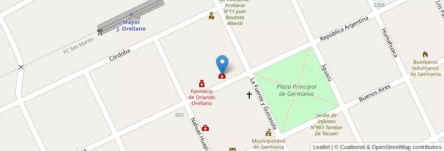 Mapa de ubicacion de Sala de Primeros Auxilios -Municipal- en Argentina, Provincia Di Buenos Aires, Partido De General Pinto.