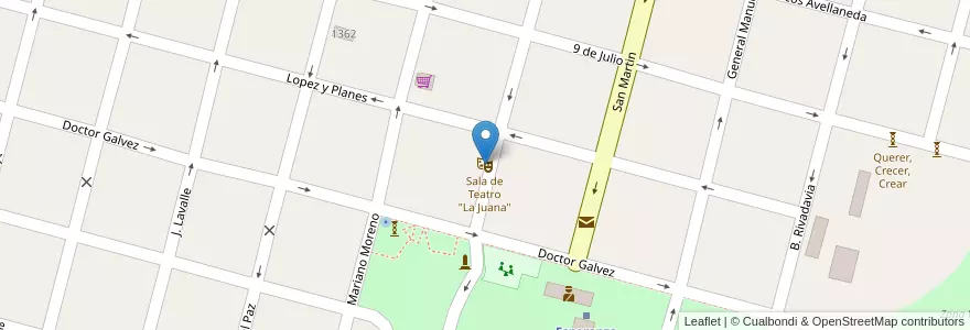 Mapa de ubicacion de Sala de Teatro "La Juana" en 아르헨티나, Santa Fe, Departamento Las Colonias, Municipio De Esperanza, Esperanza.