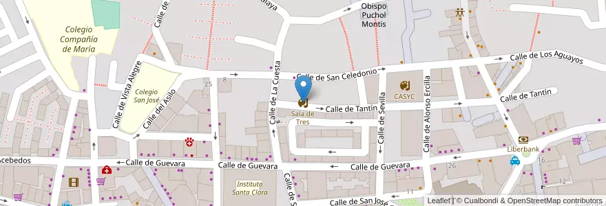 Mapa de ubicacion de Sala de Tres en Испания, Кантабрия, Кантабрия, Santander, Santander.