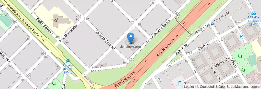 Mapa de ubicacion de Sala del Libertador en 아르헨티나, 리오네그로주, Departamento Adolfo Alsina, Viedma, Viedma.