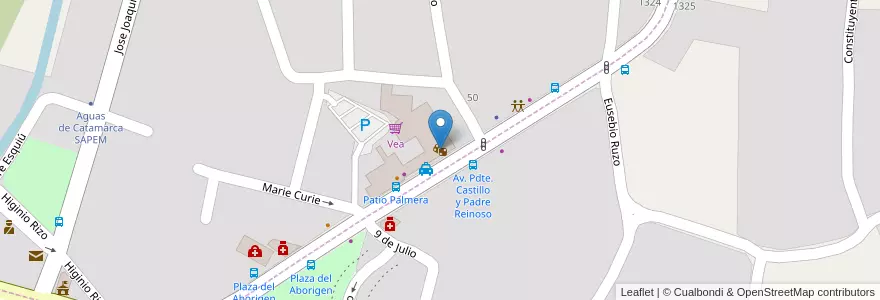 Mapa de ubicacion de Sala Diamante en 아르헨티나, Catamarca, Departamento Valle Viejo, Municipio De Valle Viejo, Santa Rosa.
