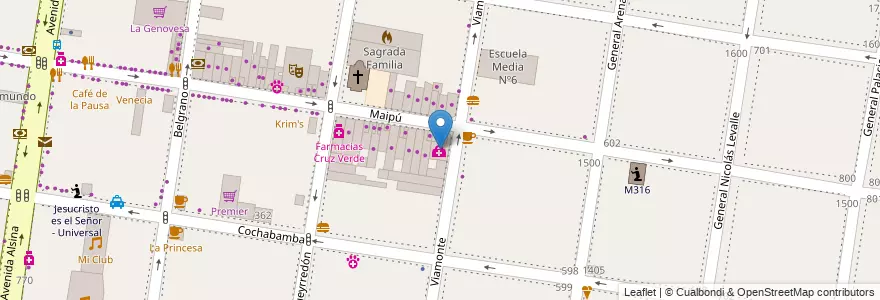 Mapa de ubicacion de Sala Doctor Ricci en Argentina, Provincia Di Buenos Aires, Partido De Lomas De Zamora, Banfield.