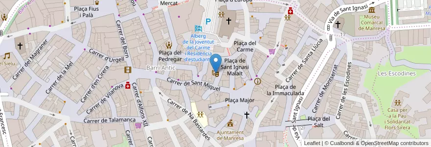 Mapa de ubicacion de Sala Els Carlins en İspanya, Catalunya, Barcelona, Bages, Manresa.