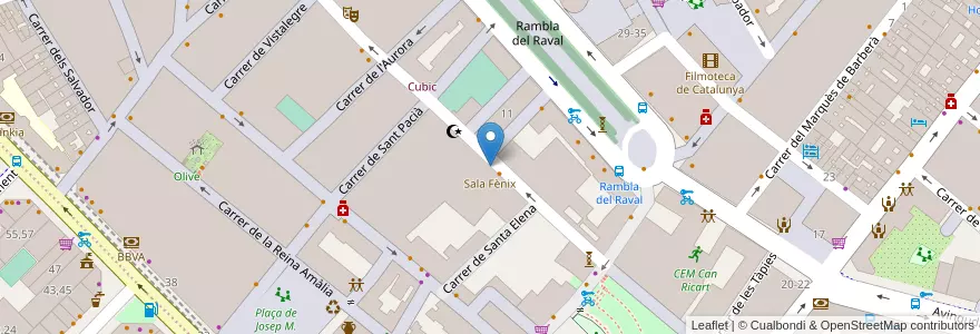 Mapa de ubicacion de Sala Fènix en İspanya, Catalunya, Barcelona, Barcelonès, Barcelona.