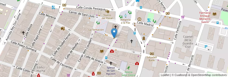 Mapa de ubicacion de Sala Juegos - Cafeteria Picadilly en 스페인, Comunitat Valenciana, Castelló / Castellón, La Plana Alta, Castelló De La Plana.
