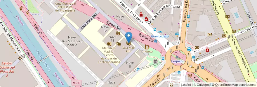 Mapa de ubicacion de Sala Max Aub en إسبانيا, منطقة مدريد, منطقة مدريد, Área Metropolitana De Madrid Y Corredor Del Henares, مدريد.