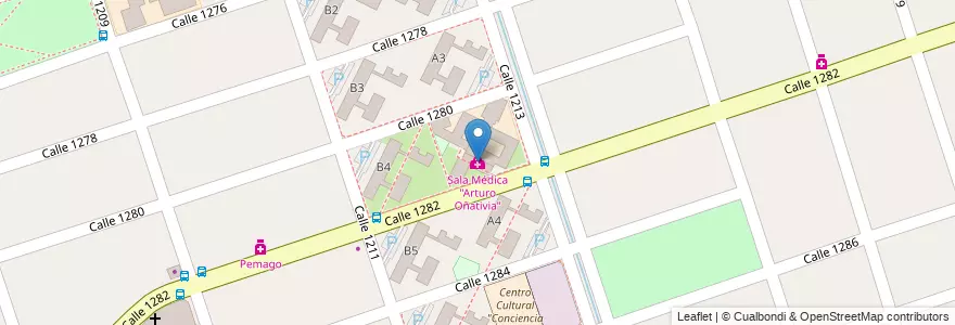 Mapa de ubicacion de Sala Médica "Arturo Oñativia" en آرژانتین, استان بوئنوس آیرس, Partido De Florencio Varela, Ingeniero Juan Allan.