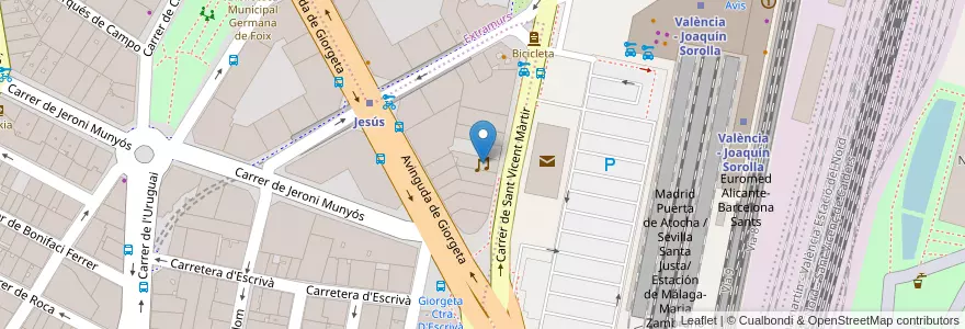 Mapa de ubicacion de Sala Moon en İspanya, Comunitat Valenciana, València / Valencia, Comarca De València, València.