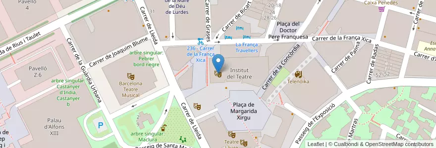 Mapa de ubicacion de sala Ovidi Montllor en إسبانيا, كتالونيا, برشلونة, بارسلونس, Barcelona.
