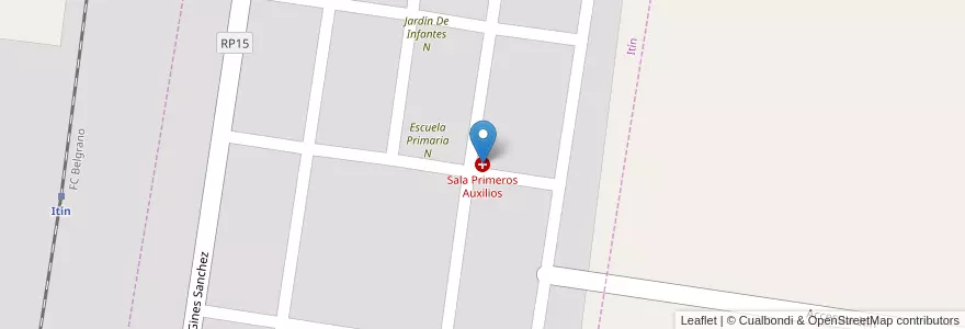 Mapa de ubicacion de Sala Primeros Auxilios en آرژانتین, Chaco, Departamento Dos De Abril, Municipio De Hermoso Campo, Itín.